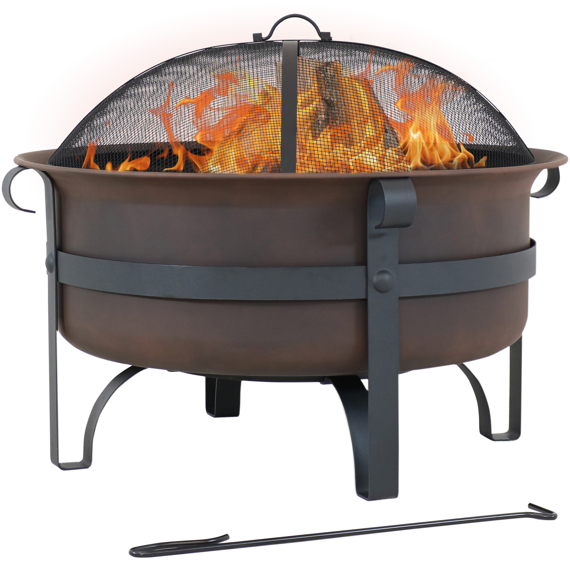Sunnydaze Decor, Bronze Steel Cauldron Style Fire Pit - 29in., Diameter 29 in, Material Steel, Model# NB-206